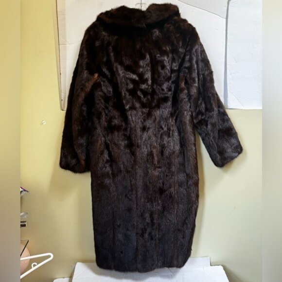 TheRoom Vintage 80s Mink Fur Coat Long Quality Dark Brown Pocket Jacket Shawl 12 - Picture 3 of 16